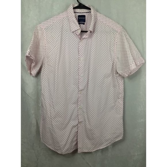 Denim & Flower Men's Slim Fit Short Sleeve Button Up Size Medium Pink - Picture 8 of 12